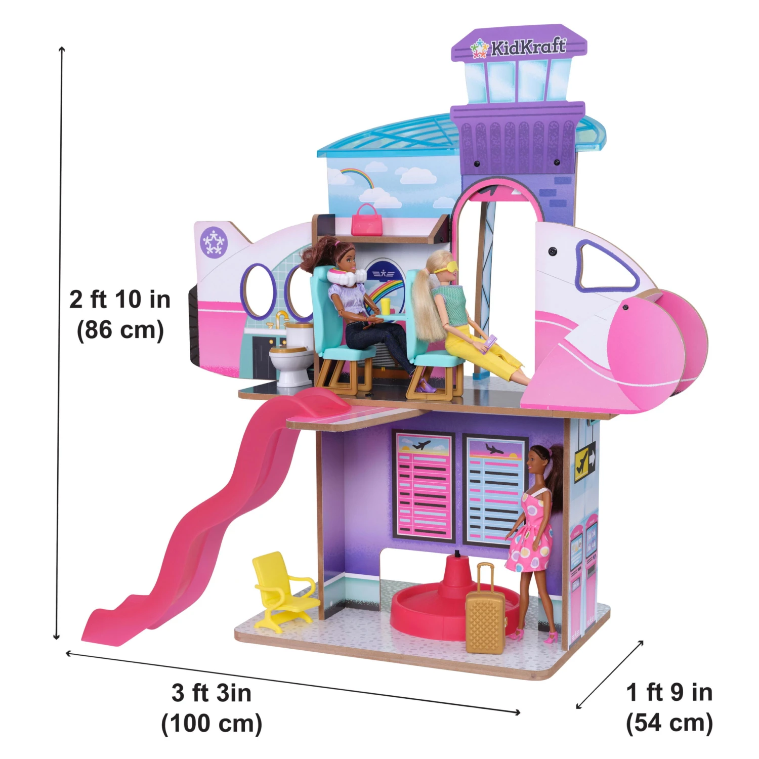 KidKraft Luxe Life 2-in-1 Wooden Airport & Jet Plane Doll Play Set - Image 10