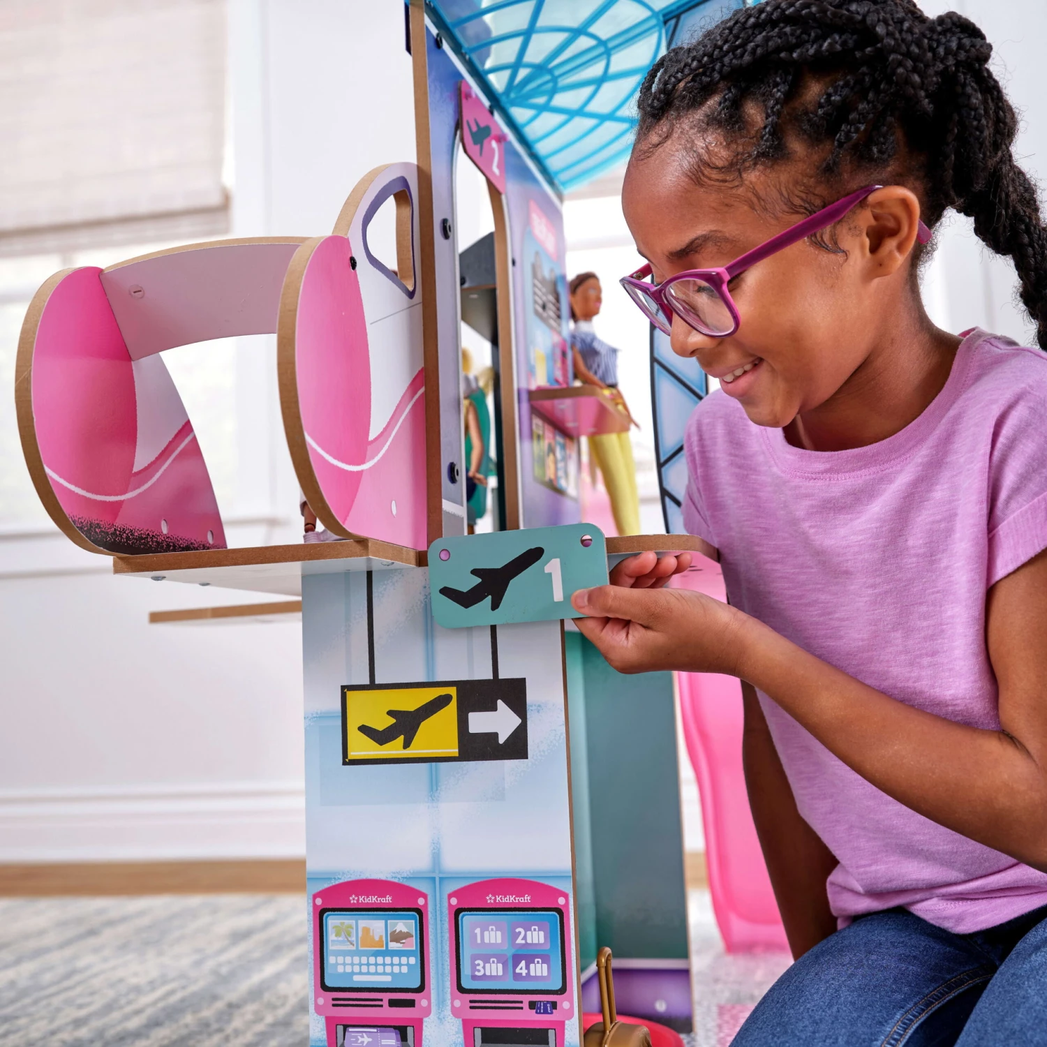 KidKraft Luxe Life 2-in-1 Wooden Airport & Jet Plane Doll Play Set - Image 8