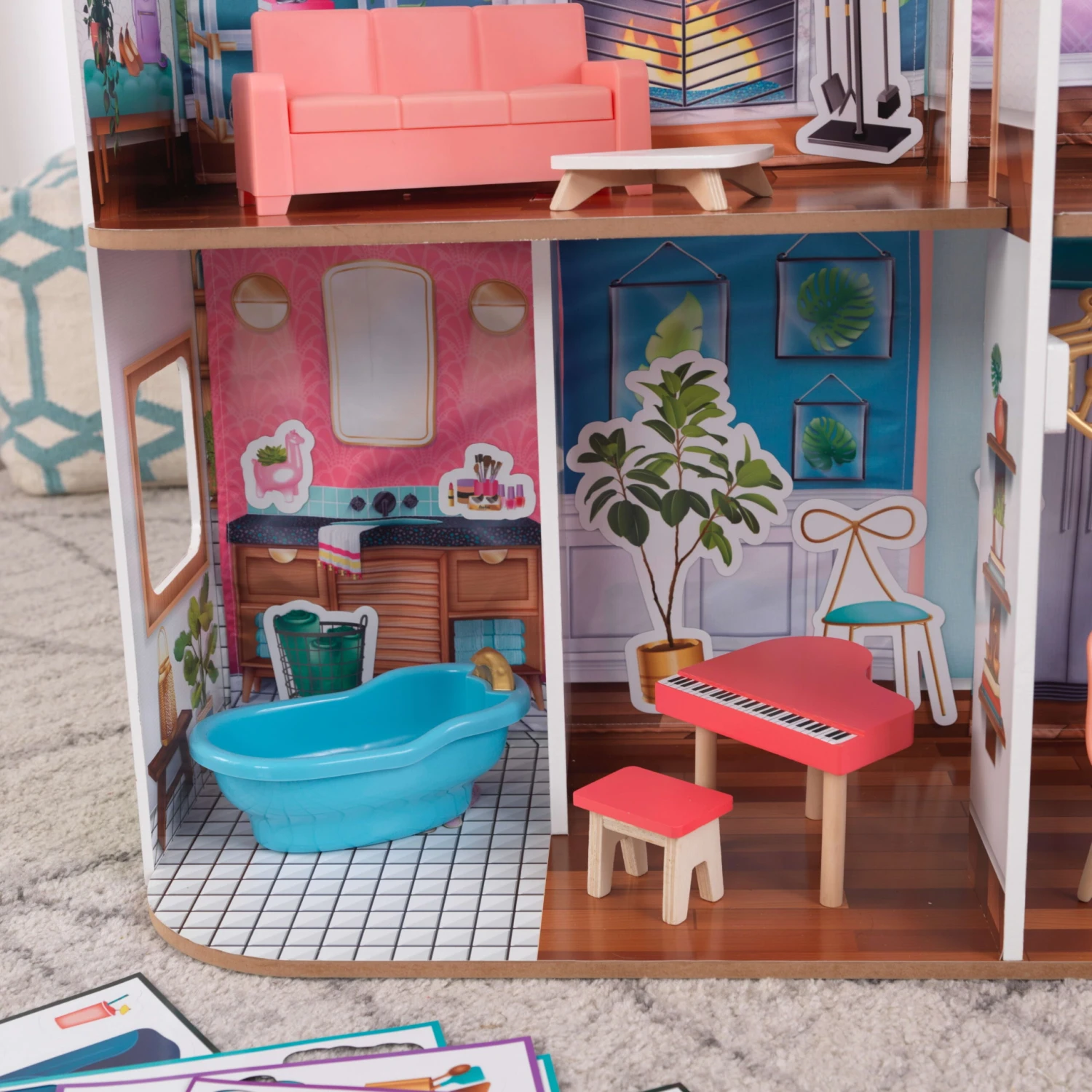 KidKraft Designed By Me™: Magnetic Makeover Wooden Dollhouse With Accessories - Image 14
