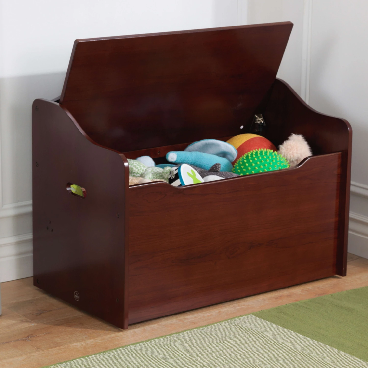 KidKraft Limited Edition Wooden Toy Box And Bench With Handles, Espresso - Image 3