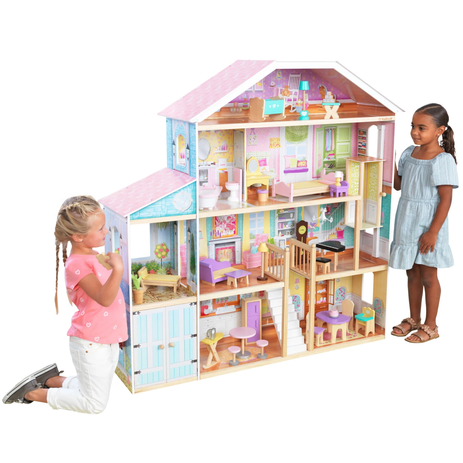KidKraft Grand View Mansion Dollhouse With EZ Kraft Assembly™, Elevator And 34 Accessories - Image 4