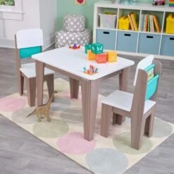 Kidkraft Pocket Storage Table And 2 Chair Set - Grey Ash