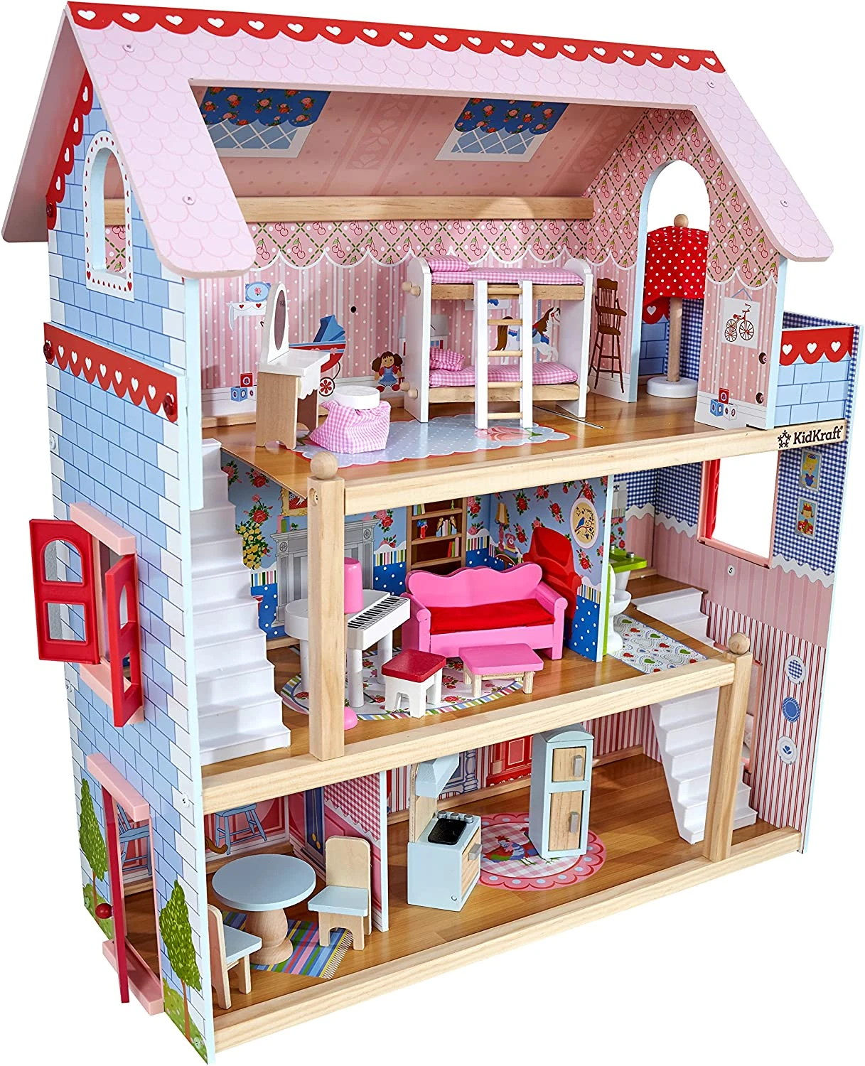 KidKraft Chelsea Doll Cottage Wooden Dollhouse With 16 Accessories, Working Shutters, For 5-Inch Dolls, Gift For Ages 3+