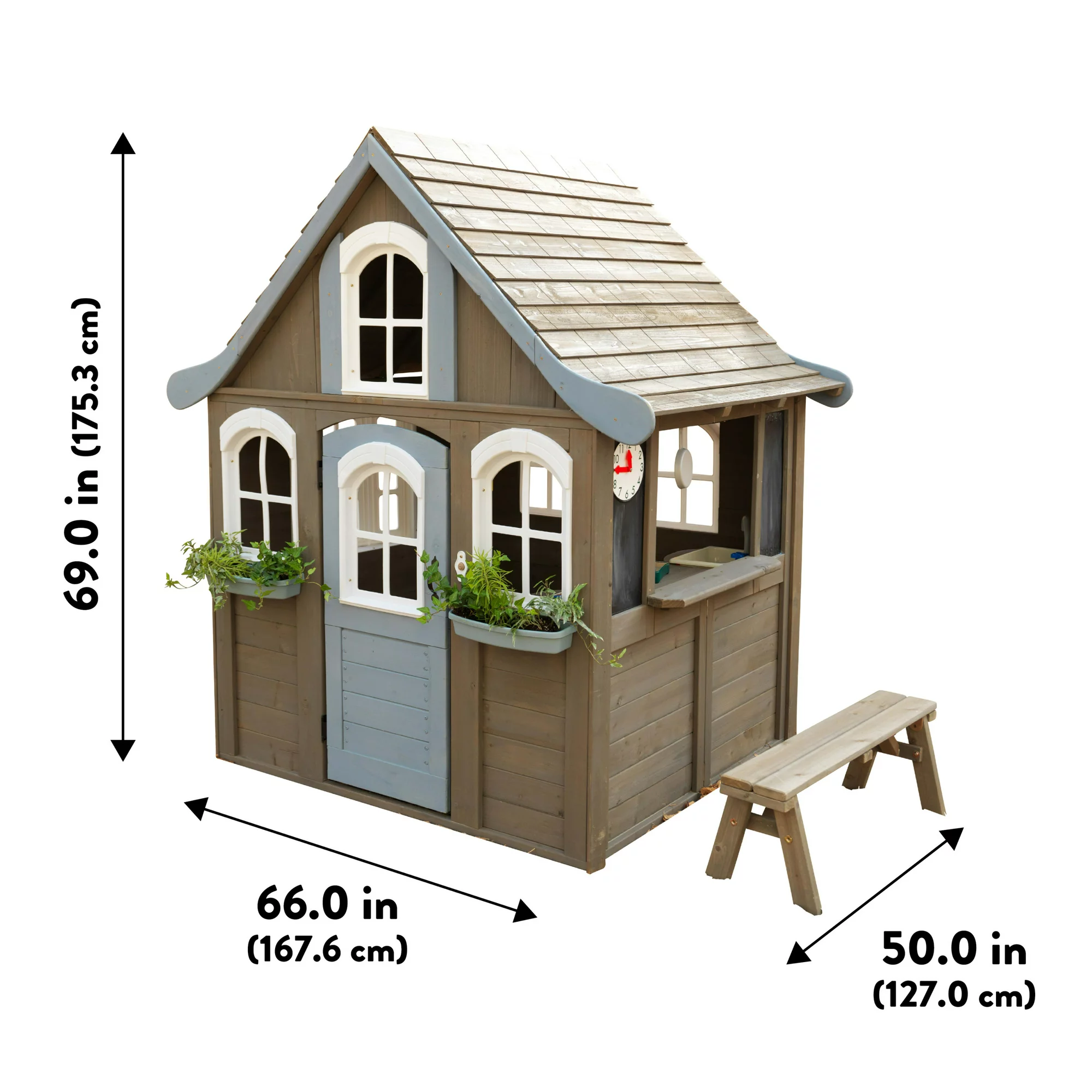 KidKraft Forestview II Wooden Outdoor Playhouse With Ringing Doorbell, Bench And Kitchen - Image 14