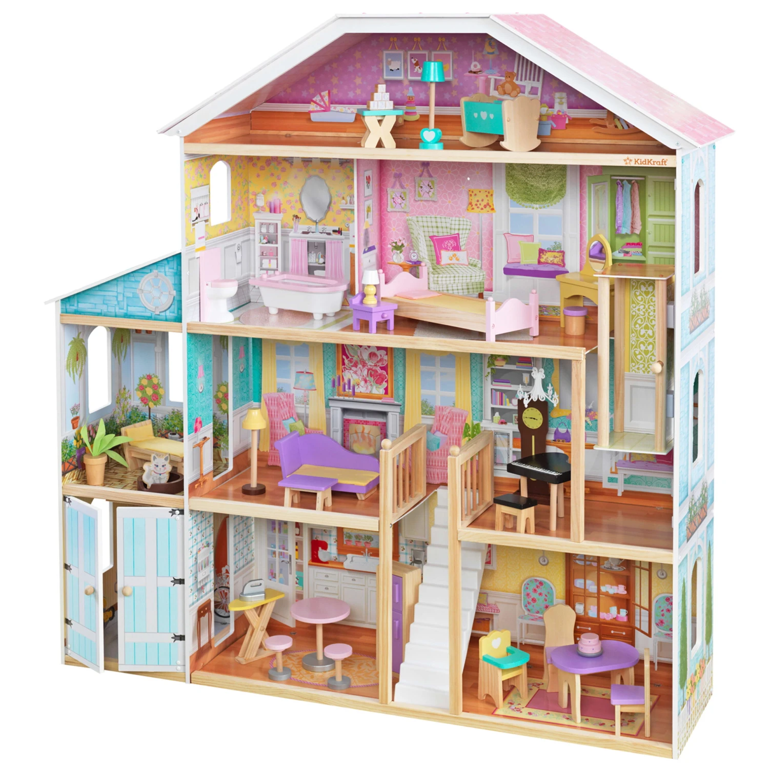 KidKraft Grand View Mansion Dollhouse With EZ Kraft Assembly™, Elevator And 34 Accessories