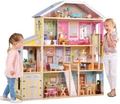 KidKraft Majestic Mansion Wooden Dollhouse With 34-Piece Accessories, Working Elevator And Garage, Gift For Ages 3+