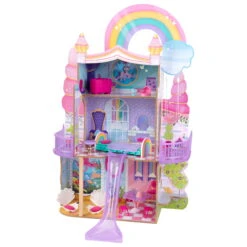 KidKraft Rainbow Dreamers Unicorn Mermaid Wooden Dollhouse With 15 Accessories