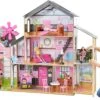 KidKraft Windmill Elevator 2-in-1 Wooden Barn & Dollhouse With Horse And Lights & Sounds, Over 3 Feet Tall, Pink