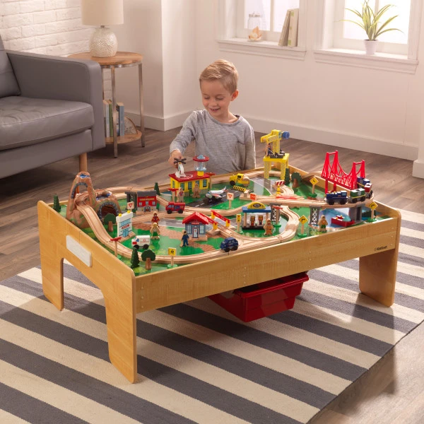 Kidkraft Adventure Town Railway Train Set With Table - Image 2