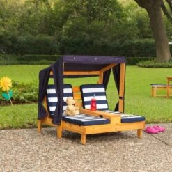 Kidkraft Honey And Navy Double Chaise Lounge