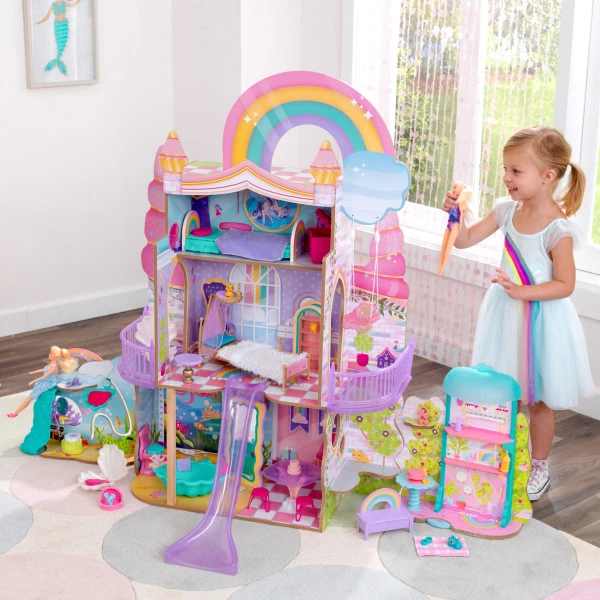 Kidkraft Rainbow Dreamers Unicorn Mermaid Dollhouse - Image 2