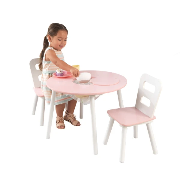 Kidkraft Pink/White Round Table And Chairs - Image 3