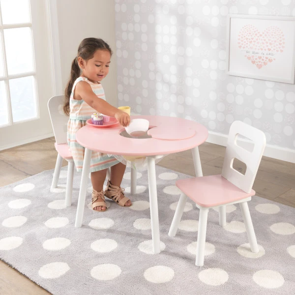 Kidkraft Pink/White Round Table And Chairs - Image 2