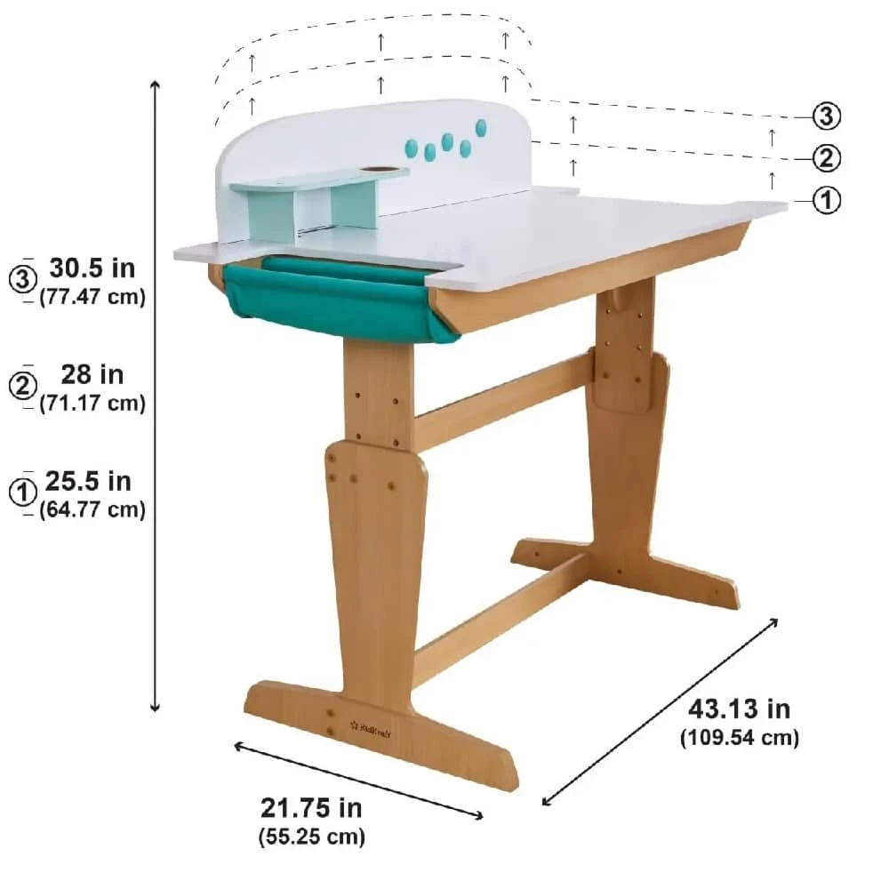 Kidkraft Grow Together™ Pocket Adjustable Desk With Hutch And Chair - Natural - Image 12