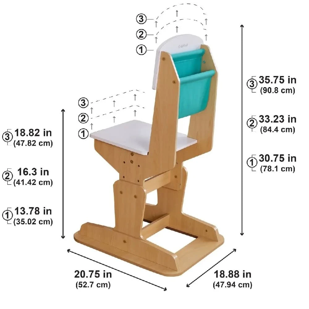 Kidkraft Grow Together™ Pocket Adjustable Desk With Hutch And Chair - Natural - Image 11
