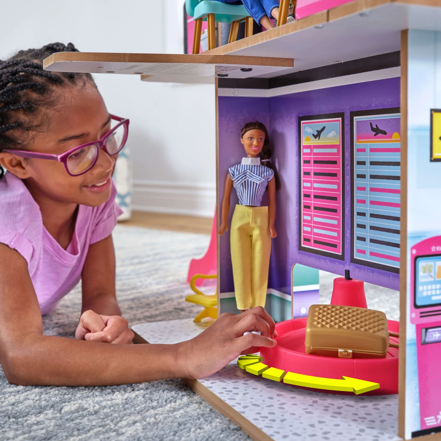 KidKraft Luxe Life 2-in-1 Wooden Airport & Jet Plane Doll Play Set - Image 6