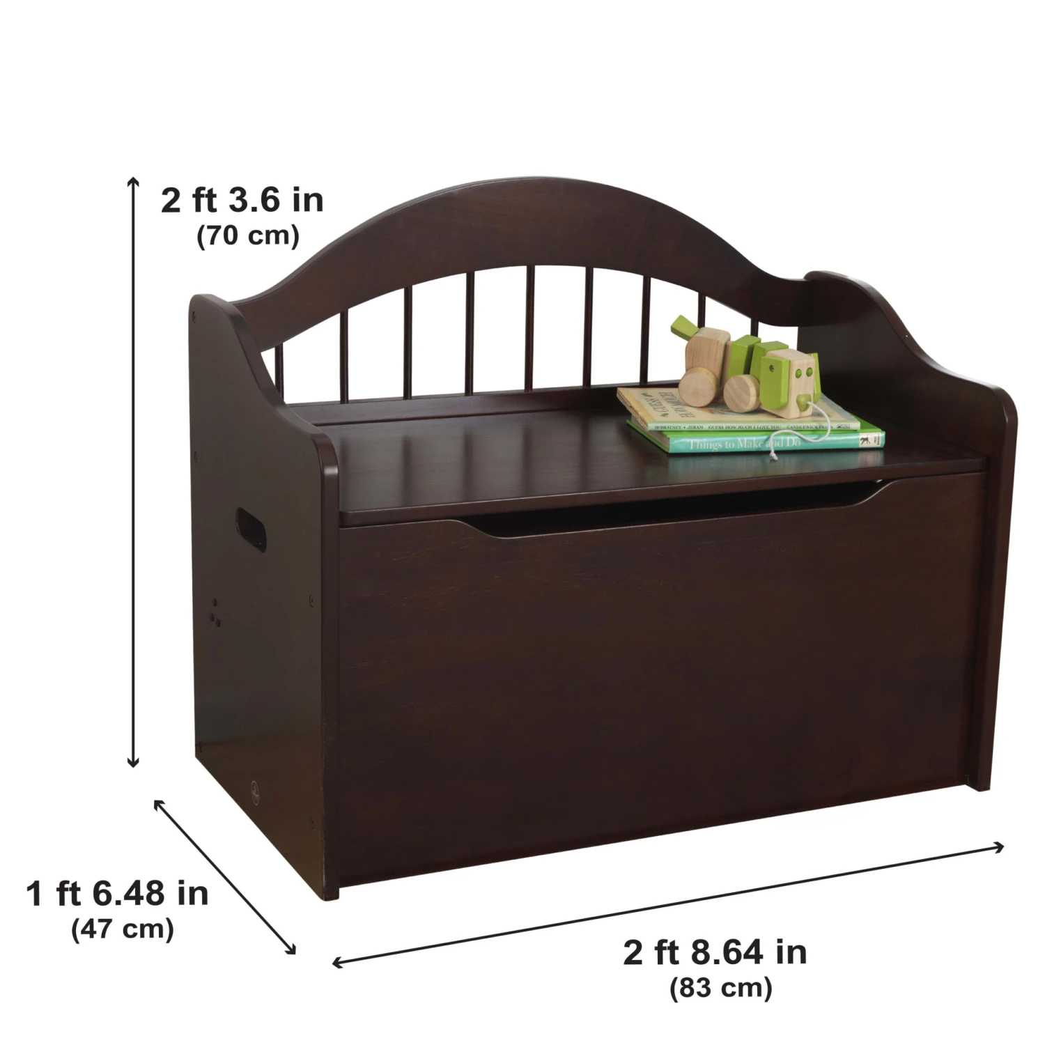 KidKraft Limited Edition Wooden Toy Box And Bench With Handles, Espresso - Image 9