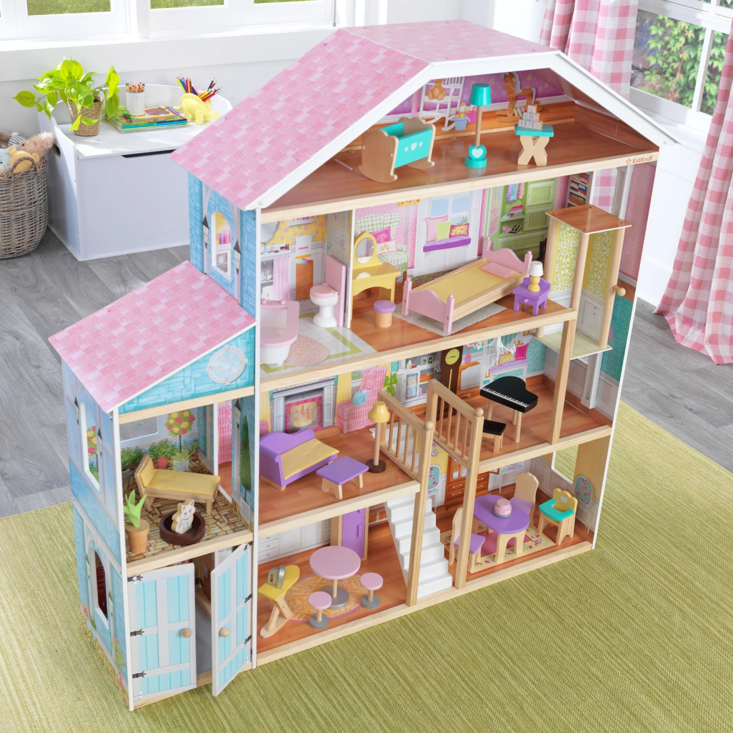 KidKraft Grand View Mansion Dollhouse With EZ Kraft Assembly™, Elevator And 34 Accessories - Image 7