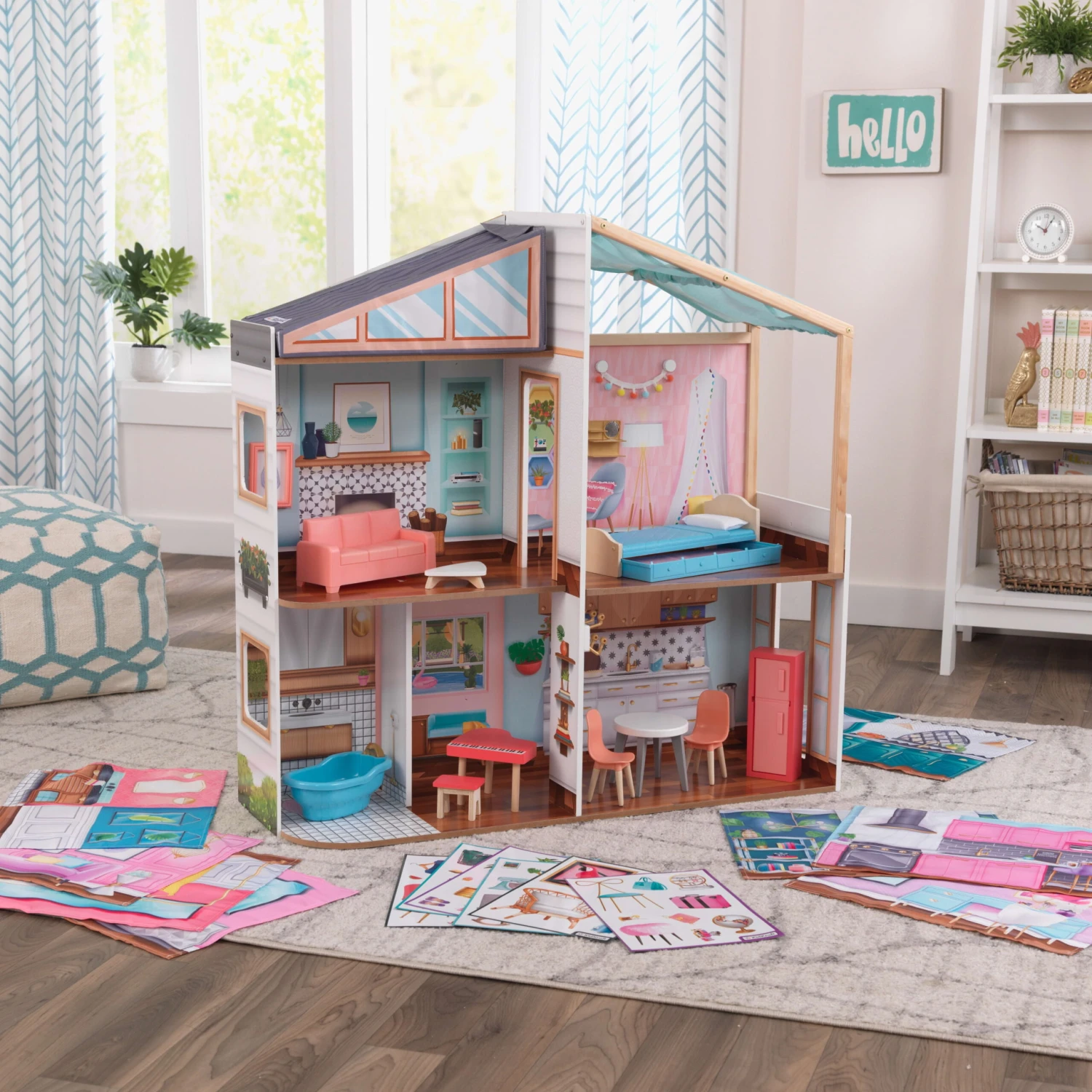 KidKraft Designed By Me™: Magnetic Makeover Wooden Dollhouse With Accessories - Image 3