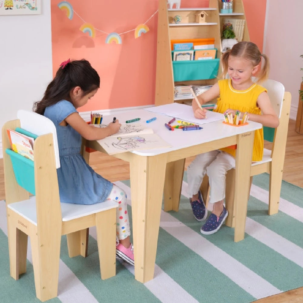 Kidkraft Pocket Storage Table And 2 Chair Set - Natural - Image 5