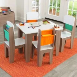 Kidkraft Pocket Storage Table And 4 Chair Set - Grey Ash