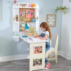 KidKraft Arches Floating Wall Desk And Chair - White