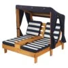 Kidkraft Double Chaise Lounge With Cup Holders - Honey & Navy
