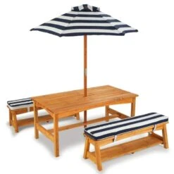 Kidkraft Outdoor Table & Bench Set With Cushions & Umbrella