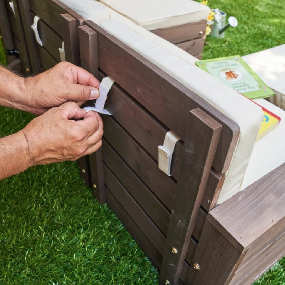 KidKraft Outdoor Sectional Ottoman And Umbrella Set - Bear Brown And Beige - Image 7