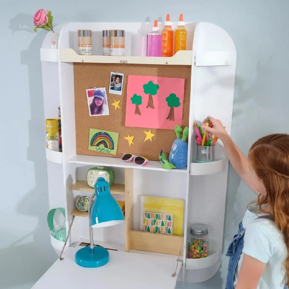 KidKraft Arches Floating Wall Desk And Chair - White - Image 2