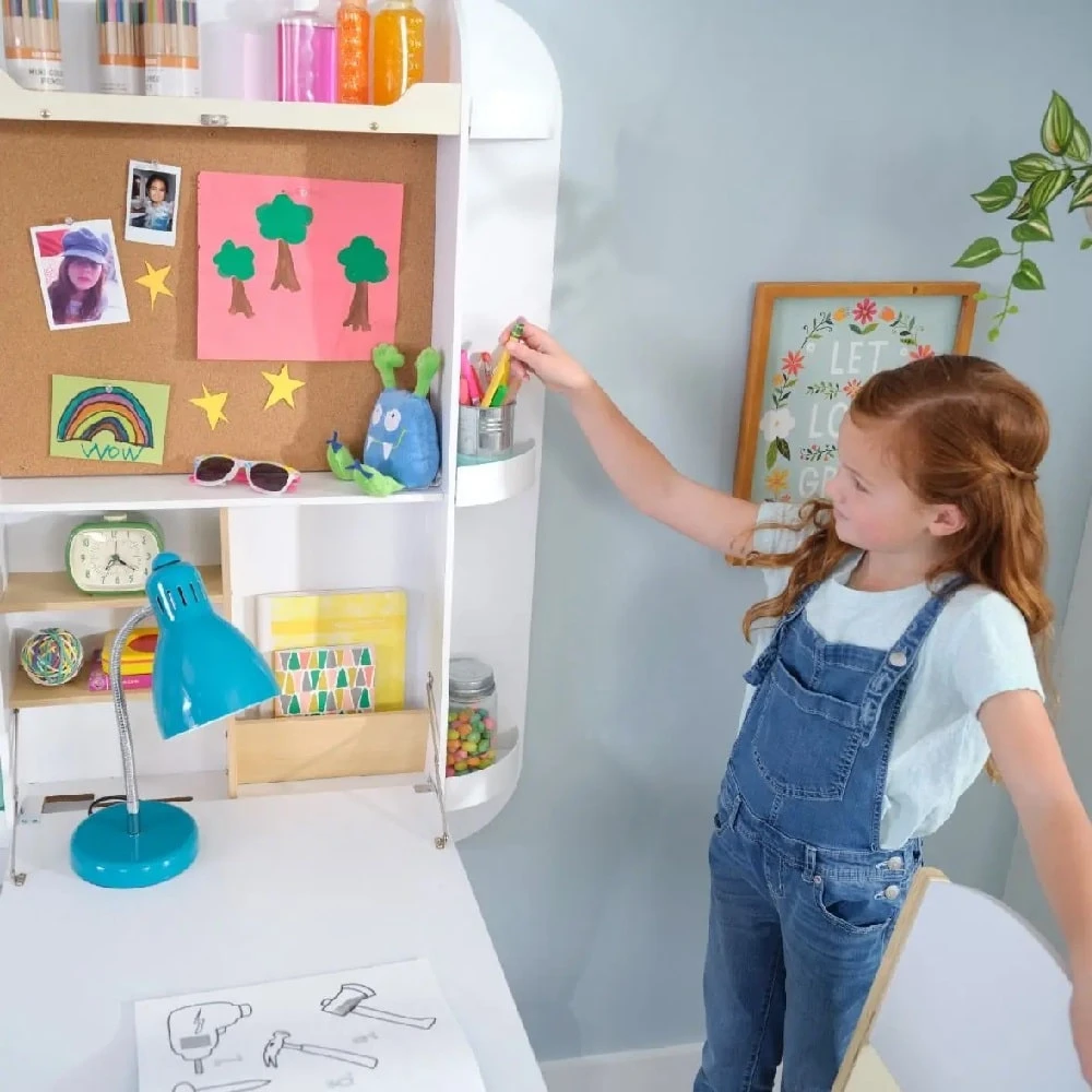 KidKraft Arches Floating Wall Desk And Chair - White - Image 4
