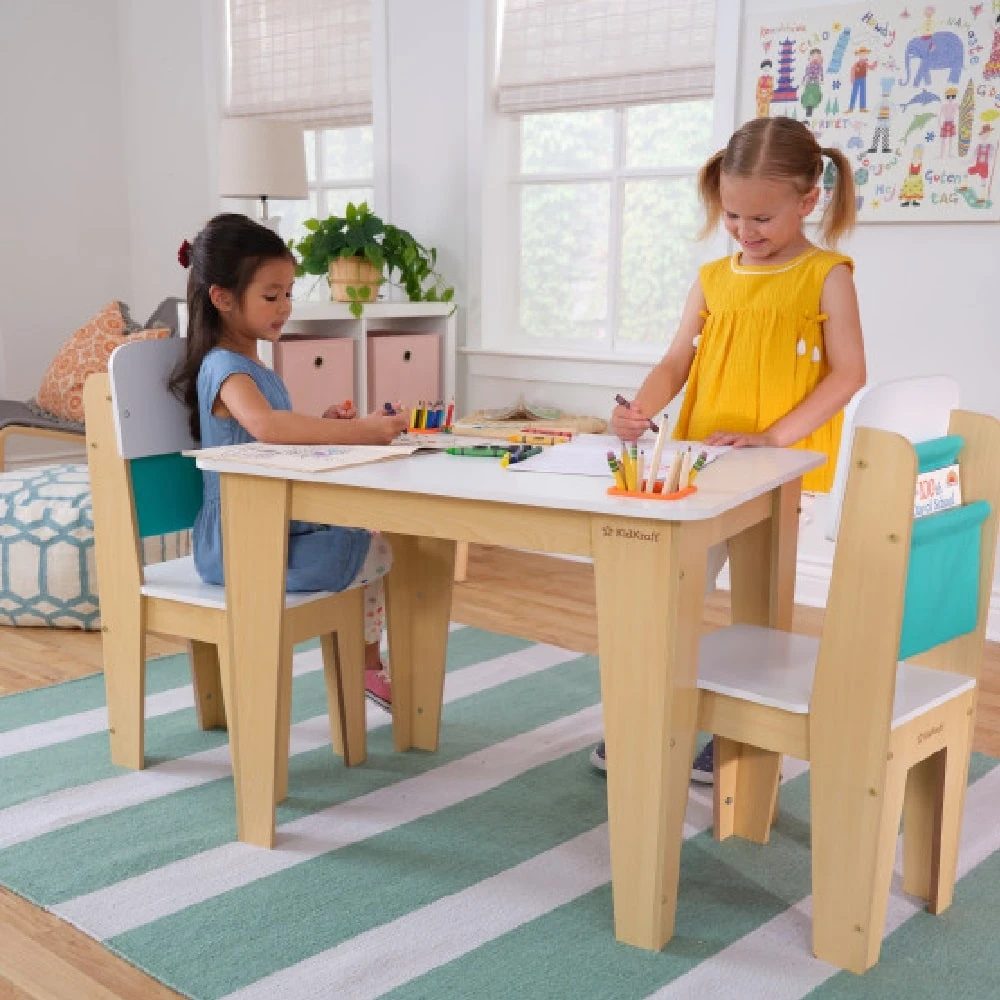 Kidkraft Pocket Storage Table And 2 Chair Set - Natural - Image 4